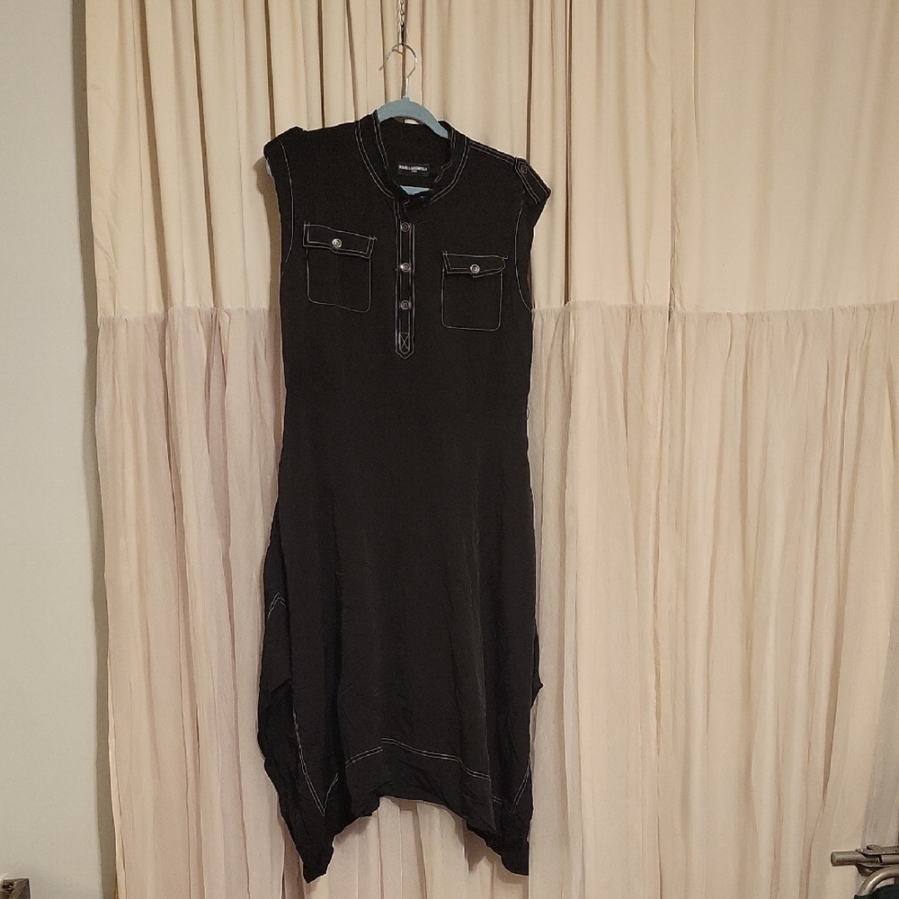 Karl Lagerfeld Chic Asymmetrical Black Dress